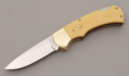 Puma Knives 715 4 Star Lockback with Ivory Micarta Handle Scales handle material - Obverse Side - Item #KLC08823