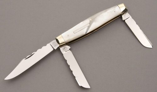 William Rodgers Company Large Stockman with Mother of Pearl Scales handle material - Obverse Side - Item #KLC08830