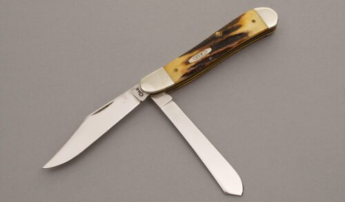 Case Cutlery 5240 Dogleg Trapper with Stag Handle Scales handle material - Obverse Side - Item #KLC08841