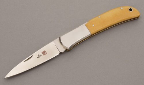 Al Mar Knives 1003 Falcon Midlock with Westinghouse Ivory Micarta handle material - Obverse Side - Item #KLC08854