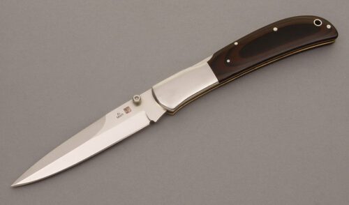 Al Mar Knives Large Midlock with Black & Red Micarta handle material - Obverse Side - Item #KLC08855