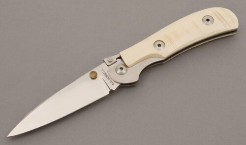 A.G. Russell K87C One Hand Knife with Mammoth Ivory Handle Scales handle material - Obverse Side - Item #KLC08858