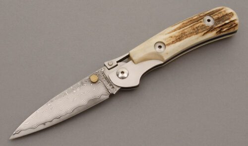 A.G. Russell K87C One Hand Knife with Sambar Stag Handle Scales handle material - Obverse Side - Item #KLC08859