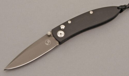 William Henry Knives B5 Monarch Button Lock with Black G-10 handle material - Obverse Side - Item #KLC08863