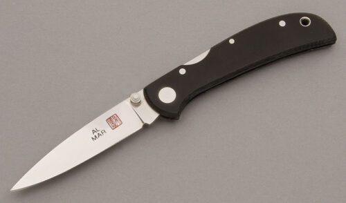 Al Mar Knives Hawk Ultralight Midlock with Black Micarta Handles handle material - Obverse Side - Item #KLC08867