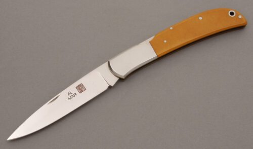 Al Mar Knives 1005 Eagle Midlock with Westinghouse Ivory Micarta handle material - Obverse Side - Item #KLC08869