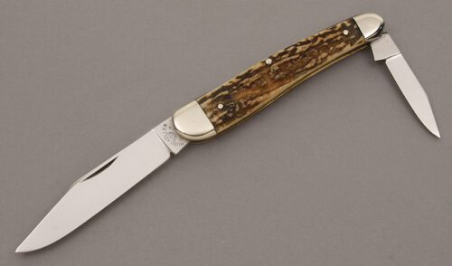 Hugo Koller Knives Half Whittler with Stag Handle Scales handle material - Obverse Side - Item #KLC08871