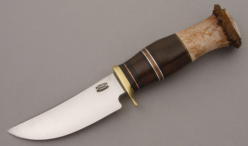 Mike Malosh Scagel Skinner with Leather & Stag Handle handle material - Obverse Side - Item #KLC08878