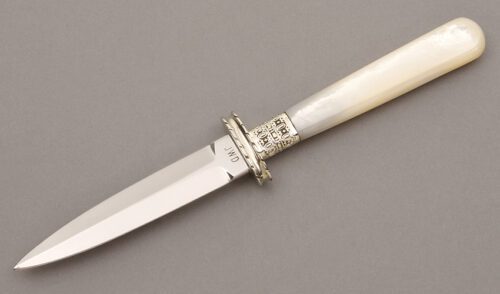 Jesse Davis Prostitute Dagger with Mother of Pearl Handle handle material - Obverse Side - Item #KLC08886
