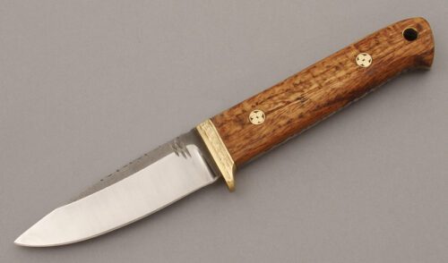MM Drop Point Hunter with Ash Wood Handle Scales handle material - Obverse Side - Item #KLC08889