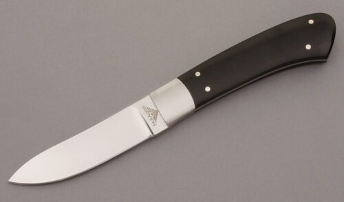 Paragon Asheville Steel Boot Knife with Black Micarta handle material - Obverse Side - Item #KLC08891