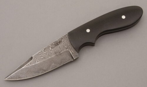 Leonard Toews Clip Point Hunter with Black Linen Micarta handle material - Obverse Side - Item #KLC08893
