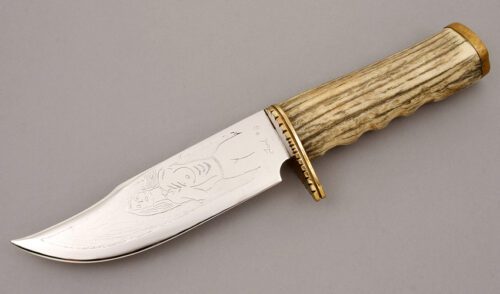Fred Strong Small Bowie with Stag Handle handle material - Obverse Side - Item #KLC08894