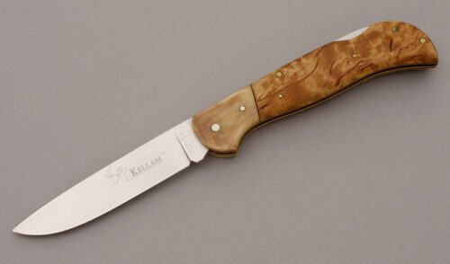 Kellam Knives Lapp Folder Lockback with Arctic Birch Wood Scales handle material - Obverse Side - Item #KLC08901
