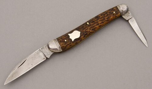 Brantford Cutlery Co. Half Whittler with Jigged Bone Scales handle material - Obverse Side - Item #KLC08902