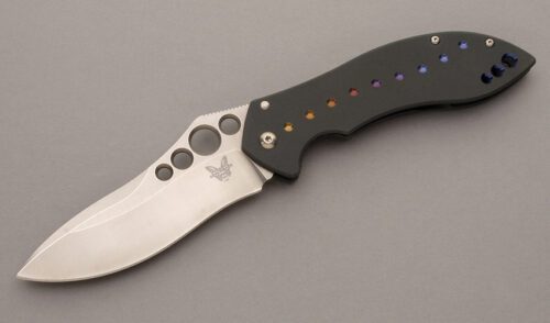 Benchmade Knives Model 630 Skirmish Frame Lock with Anodized Titanium Frame handle material - Obverse Side - Item #KLC08909