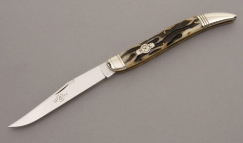 Schatt & Morgan Mr. Morgan Daddy Toothpick with Morning Ash Worm Groove Bone handle material - Obverse Side - Item #KLC08912