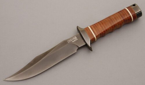 SOG Knives Bowie 2.0 with Stacked Leather Handle handle material - Obverse Side - Item #KLC08914