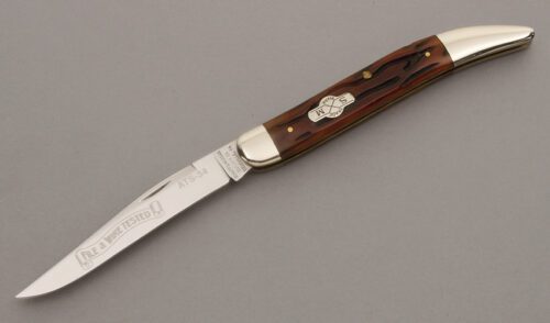 Schatt & Morgan 041120 Large Toothpick with Worm Groove Brown Bone handle material - Obverse Side - Item #KLC08920
