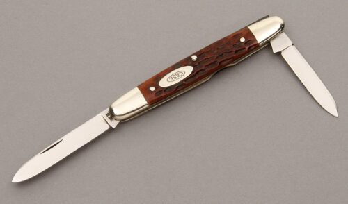 Case Cutlery 06263 Eisenhower 2 Blade Pen with Jigged Bone Handle Scales handle material - Obverse Side - Item #KLC08930