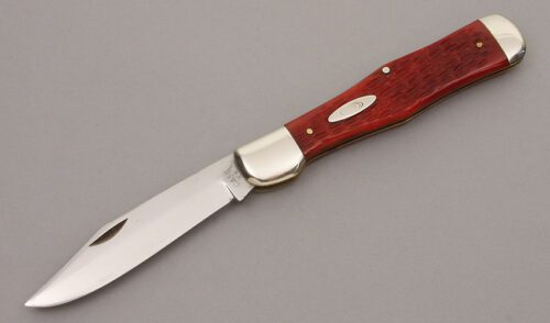 Case Cutlery Case XX Folding Hunter with Red Jigged Bone Handle Scales handle material - Obverse Side - Item #KLC08932