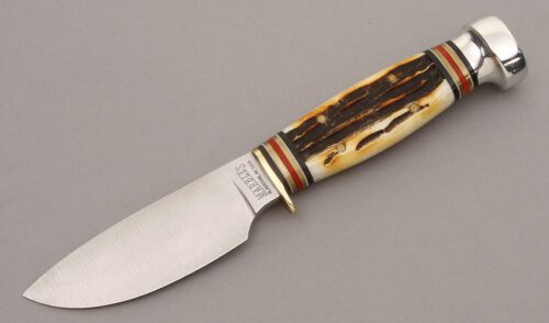Marble's Knives Drop Point with Bone Stag Handle Scales handle material - Obverse Side - Item #KLC08933