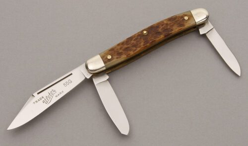 Ulster Knife Co. Model 55G Stockman with Jigged Bone Handle Scales handle material - Obverse Side - Item #KLC08937
