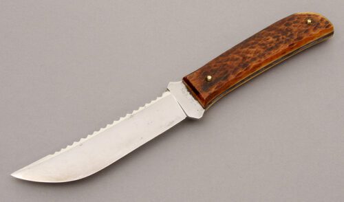 Western Cutlery Small Hunter with Jigged Bone Handle Scales handle material - Obverse Side - Item #KLC08938