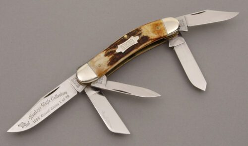 Case Cutlery 55039 5 Blade Sowbelly with Stag Handle Scales handle material - Obverse Side - Item #KLC08942