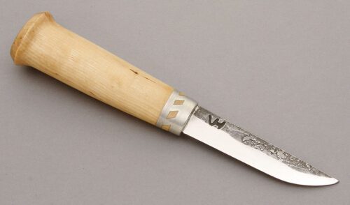 Veikko Hakkarainen Puukko with Birch Wood Handle handle material - Obverse Side - Item #KLC08948