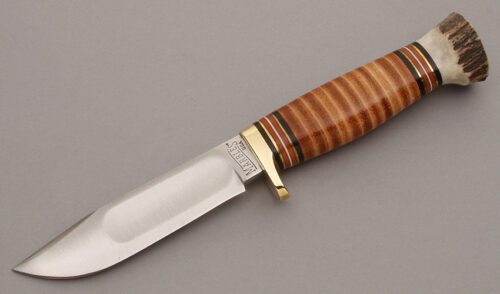 Marble's Knives Ideal with Stacked Leather handle material - Obverse Side - Item #KLC08959