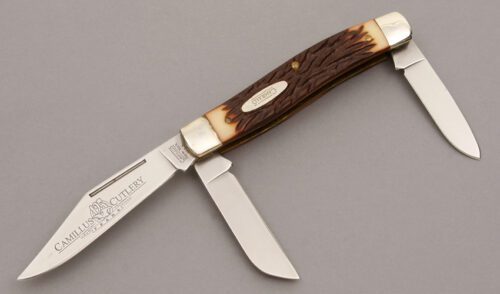 Camillus Cutlery 125th Anniversary Stockman with Staglon Scales handle material - Obverse Side - Item #KLC08960
