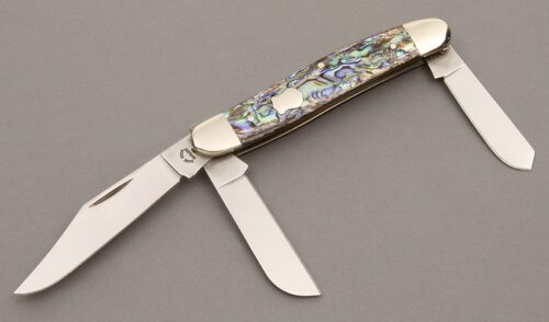 Case Cutlery 8347 Stockman with Abalone Handle Scales handle material - Obverse Side - Item #KLC08962