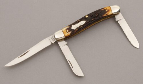 Schrade Cutlery 897UH Stockman with Staglon Handle Scales handle material - Obverse Side - Item #KLC08966
