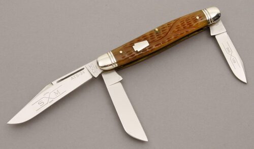 Schatt & Morgan 043109 Series #9 Stockman with Worm Groove Antique Green Bone handle material - Obverse Side - Item #KLC08967