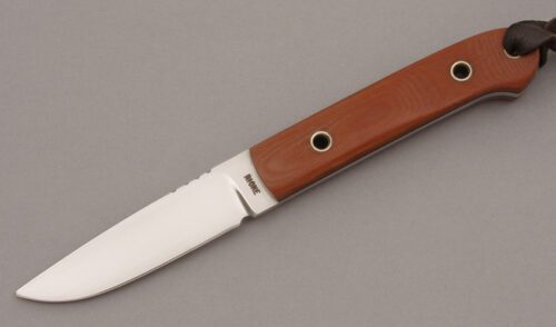 Dave Ricke Small Hunter with Brown Linen Micarta handle material - Obverse Side - Item #KLC08991