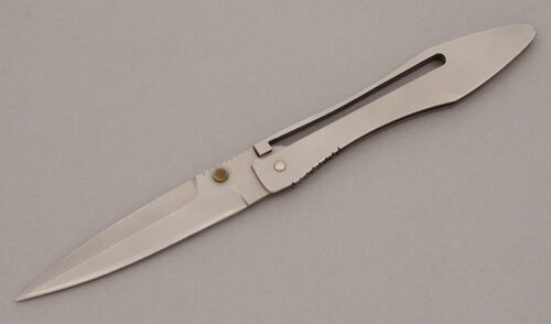 Pat Crawford Assassin with Stainless Frame handle material - Obverse Side - Item #KLC08995