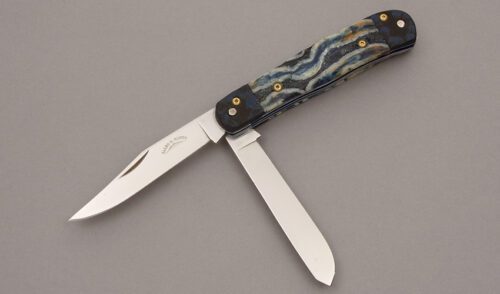 Allen Cates Trapper with Mammoth Tooth Scales handle material - Obverse Side - Item #KLC08999