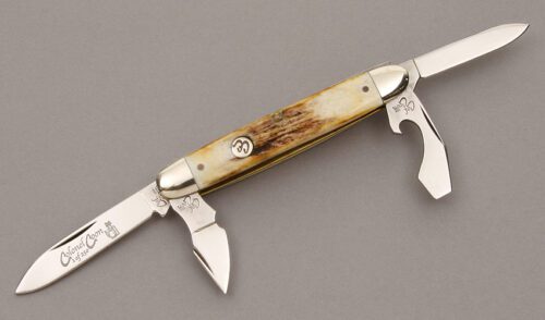 Colonel Coon Knives Jr. Scout Knife with Stag Handle Scales handle material - Obverse Side - Item #KLC09006