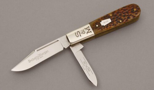 Schatt & Morgan 042169 Two Blade Barlow with Golden Age Jigged Bone handle material - Obverse Side - Item #KLC09009