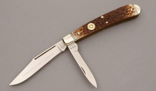 Camillus Cutlery Classic Cartridge .257 Roberts with Jigged Bone Scales handle material - Obverse Side - Item #KLC09012