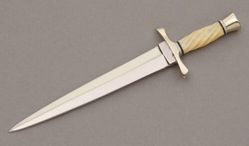 Unknown Maker Miniature Dagger with Antique Ivory Handle handle material - Obverse Side - Item #KLC09014