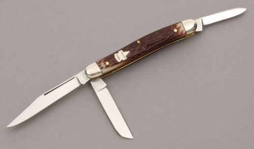 Keen Kutter Stockman with Jigged Bone Handle Scales handle material - Obverse Side - Item #KLC09026