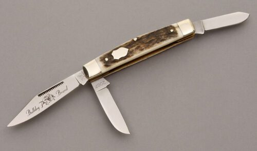 Bulldog Knives Stockman with Stag Handle Scales handle material - Obverse Side - Item #KLC09029