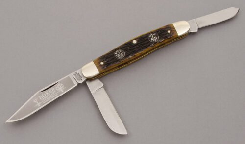 Boker Knives Tang Stamp Series Stockman with Green Jigged Bone Scales handle material - Obverse Side - Item #KLC09031
