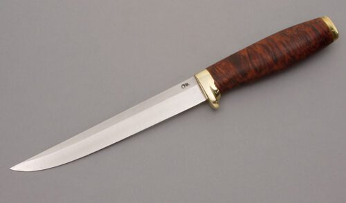 Kainuun Knives Finger Guard Tommi with Arctic Raita Root handle material - Obverse Side - Item #KLC09037