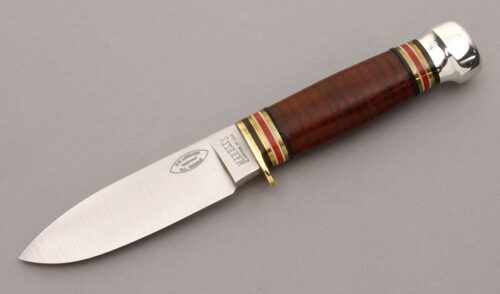 Marble's Knives Loveless Sport with Stacked Leather handle material - Obverse Side - Item #KLC09041