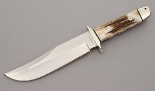 A.G. Russell 1965 Camp Knife with India Stag Scales handle material - Obverse Side - Item #KLC09047