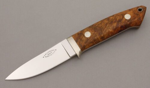 Beretta Knives Loveless Semi-Skinner with Chinese Quince Burl Wood handle material - Obverse Side - Item #KLC09050