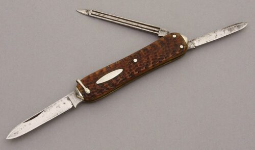 Edward Weck & Son Lobster Pen Knife with Jigged Bone Handle Scales handle material - Obverse Side - Item #KLC09053